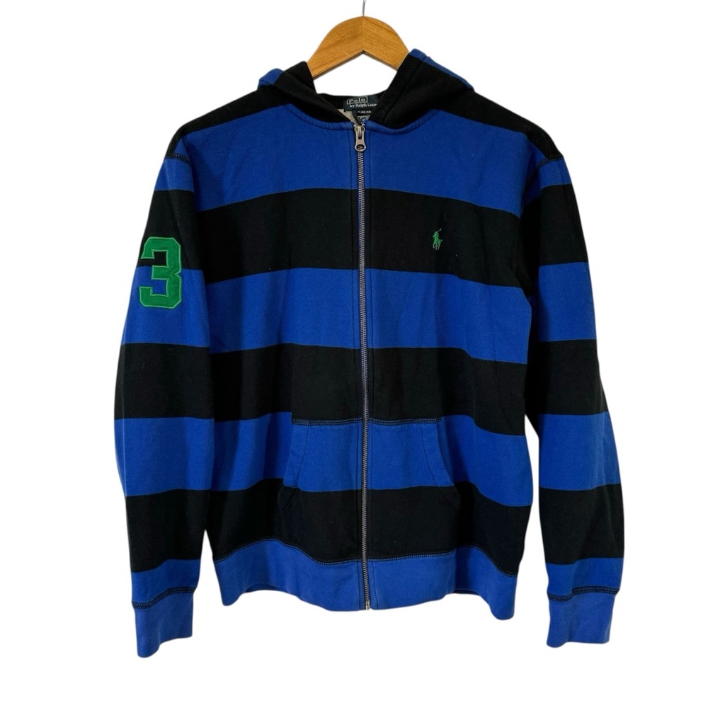POLO‎ Ralph Lauren Full Zip Hoodie Sweatshirt Rugby Style Boys XL Womens Medium
